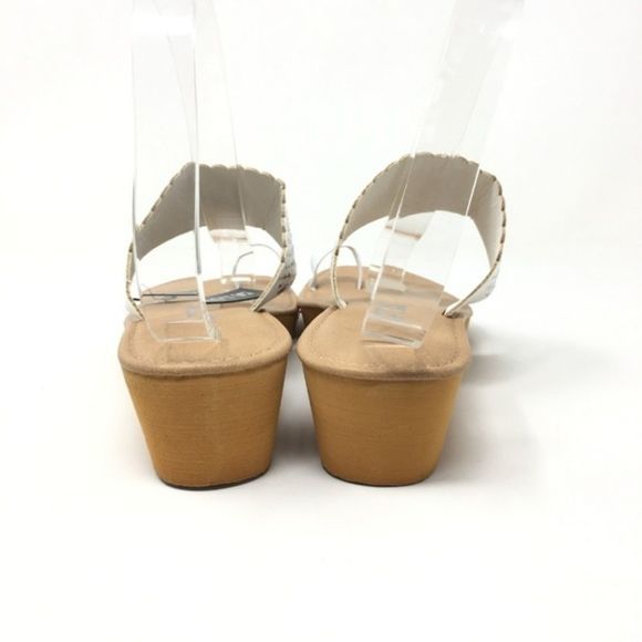 APT 9 White Silver Stud Toe Ring Wedge Sandal Size XL 11 - Picture 4 of 5